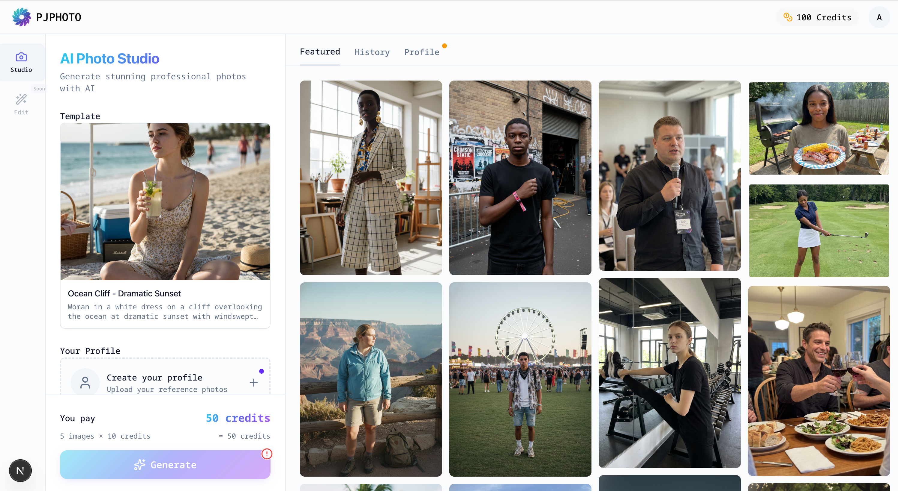 CozAI AI Photo Studio Workspace